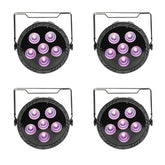 4x QTX PAR180 +UV High Power COB Par Can 6 x 30W RGB+UV LED-Beleuchtung +Fernbedienung